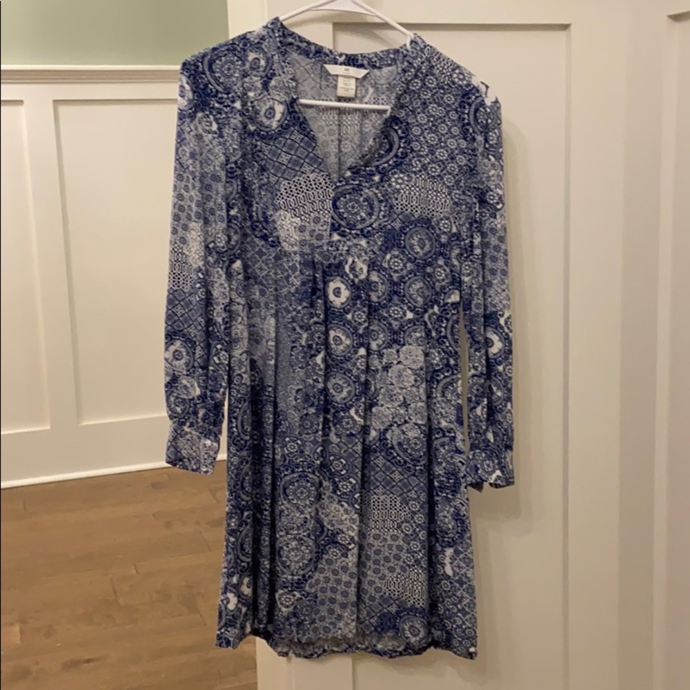 H&M blue and white dress